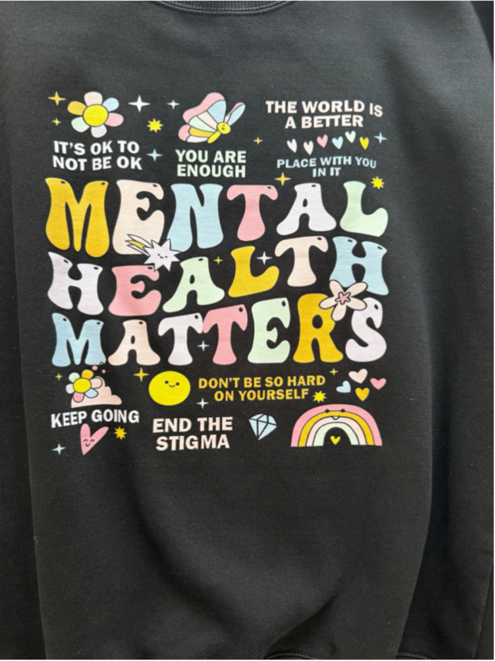 Women's Smart Blanks Mental Health Matters Sweatshirt, Size M, Black